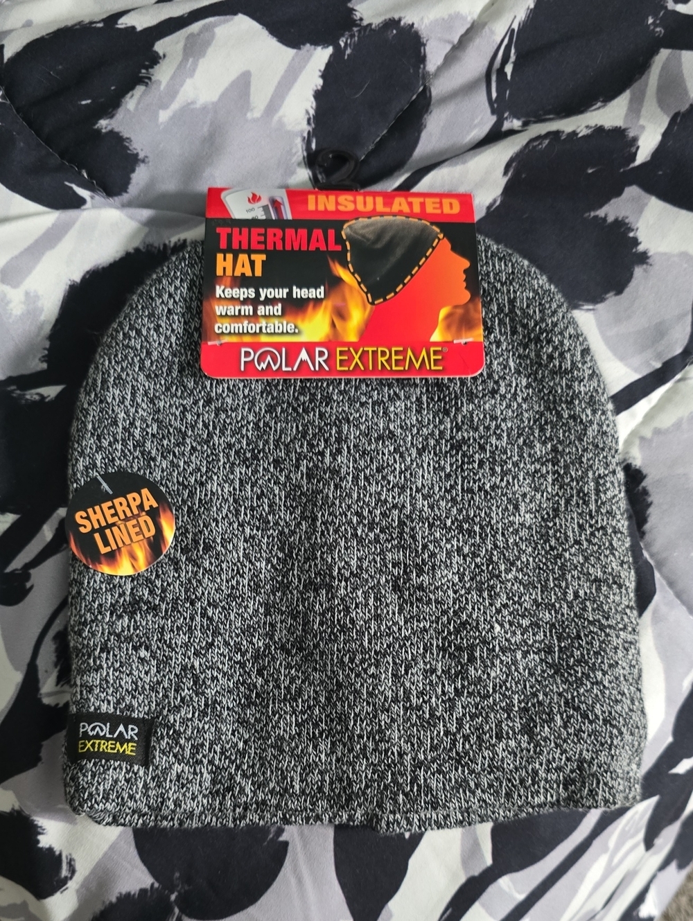 Polar Extreme Gray Marled Thermal Sherpa-Lined Beanie